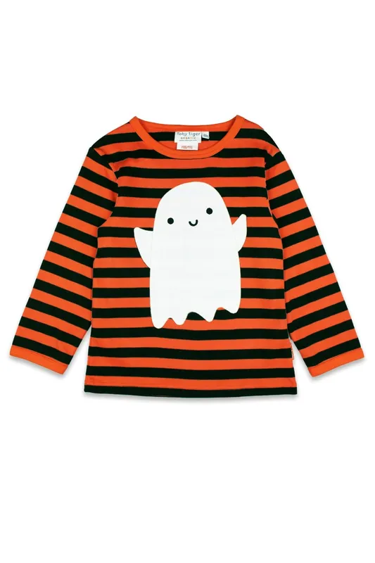 Toby Tiger Kids 100% Cotton Happy Ghost Applique T-Shirt