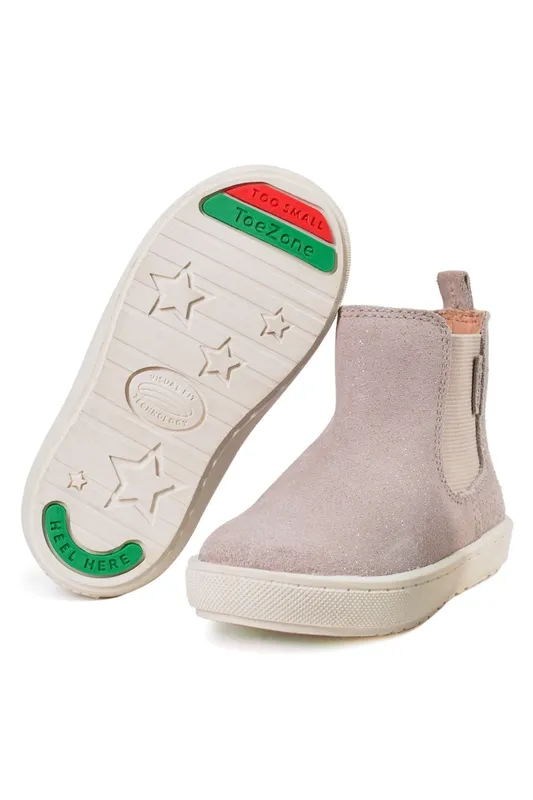 ToeZone Alma Kids Pale Pink Suede Gusset and Zip Boots