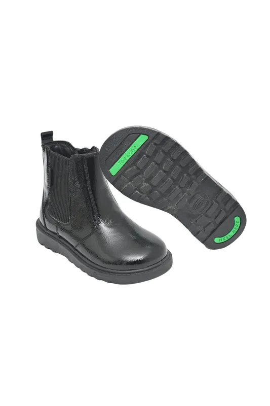 ToeZone Amara Kids Black Patent Leather Ankle Boots