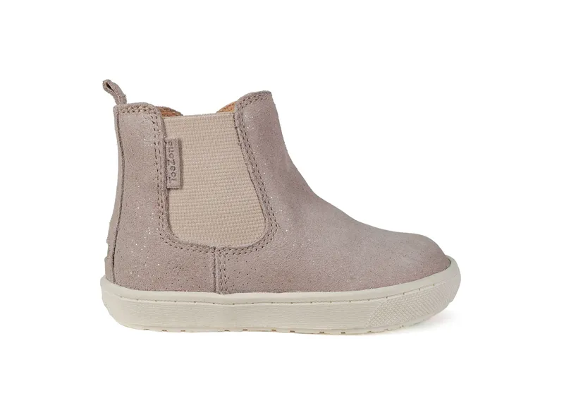ToeZone Alma Kids Pale Pink Suede Gusset and Zip Boots