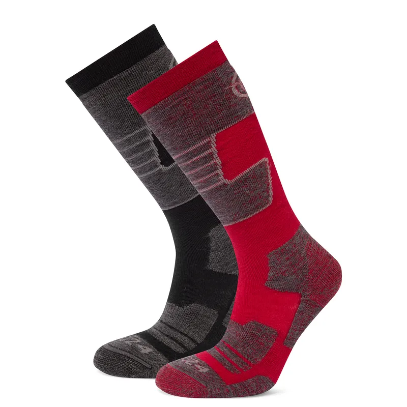 TOG24 Men's 'Linz' 2-pack Ski Socks in Dark Red Size: Large Dark Red L