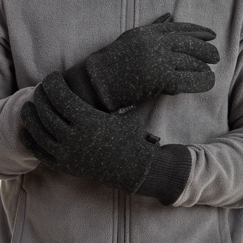 Tog24 Unisex Storm Powerstretch Gloves Grey Marl - Size Small/medium