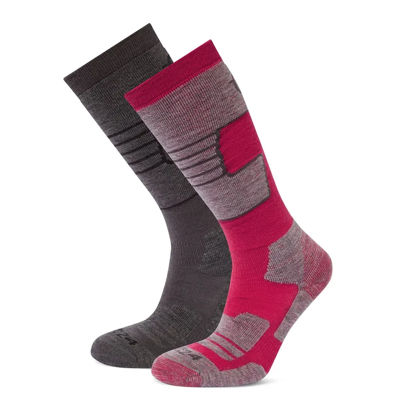 TOG24 Women's 'Linz' 2-pack Ski Socks in Dark Pink Size: Small Dark Pink S