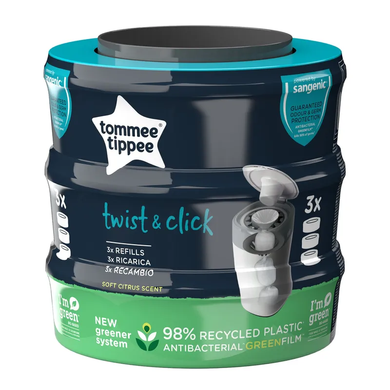 Tommee Tippee Twist & Click Refills 3 Pack in Black Black