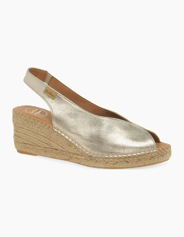 Toni Pons Women's Laila Womens Wedge Heel Espadrille Sandals - Gold - Size: 5
