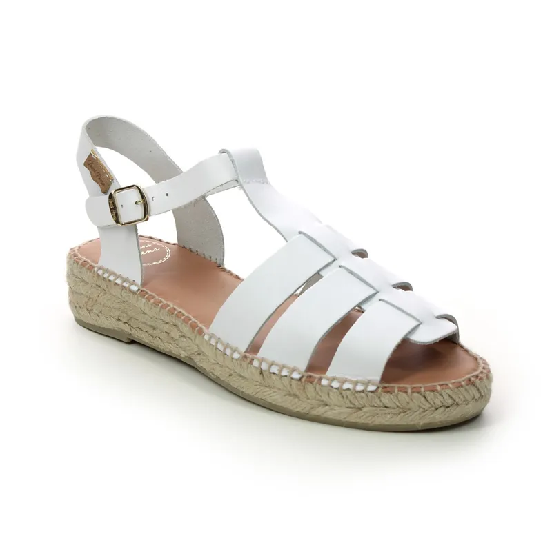Toni Pons Emma White Leather Womens Espadrilles 3005-61 in a Plain Leather in Size 38