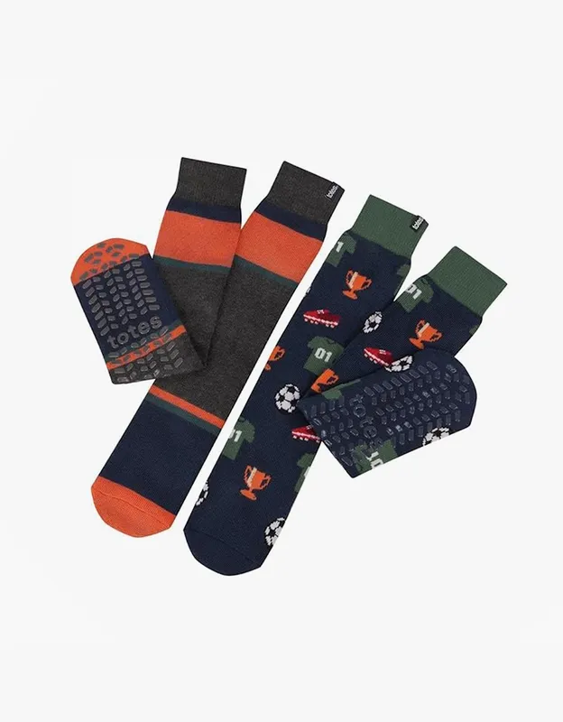 Men's Totes Toasties 3324 Original Slipper Socks Mens Slipper Socks Football / Stripe - Multi - Size: 2.5/3/3.5/4/12.5/12/11.5/10.5/11/10/15.5/15/14.5