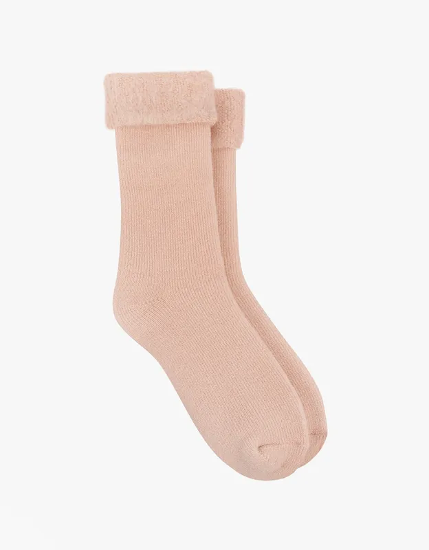 Women's Totes Toasties 3246 Thermal Brushed Womens Bed Socks Dusky Pink