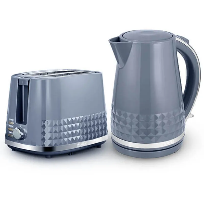 Solitaire Kettle and 2 Slice Toaster Set Grey - Tower