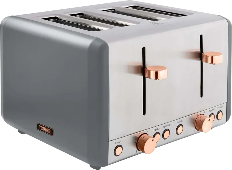 Tower Cavaletto T20051RGG 4 Slice Toaster - Grey
