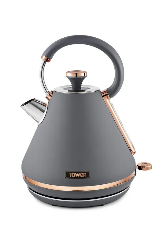 T10044RGG Cavaletto Pyramid Kettle with Fast Boil, Detachable Filter, 1.7 Litre, 3000 w, Grey and Rose Gold - Tower