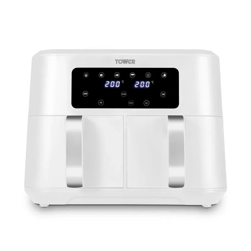 Tower T17137WHT Vortx Dual Basket Air Fryer with Two 4.25L Baskets 2400W White Size: A - White