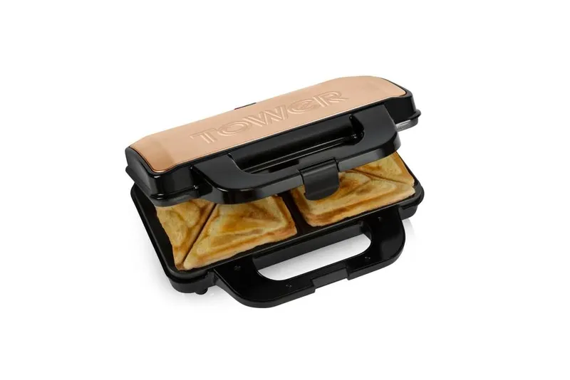 Tower - T27031RG Deep Filled Sandwich Maker with Non-Stick Coated Plate and Automatic Temperature Control, 900W, Rose Gold