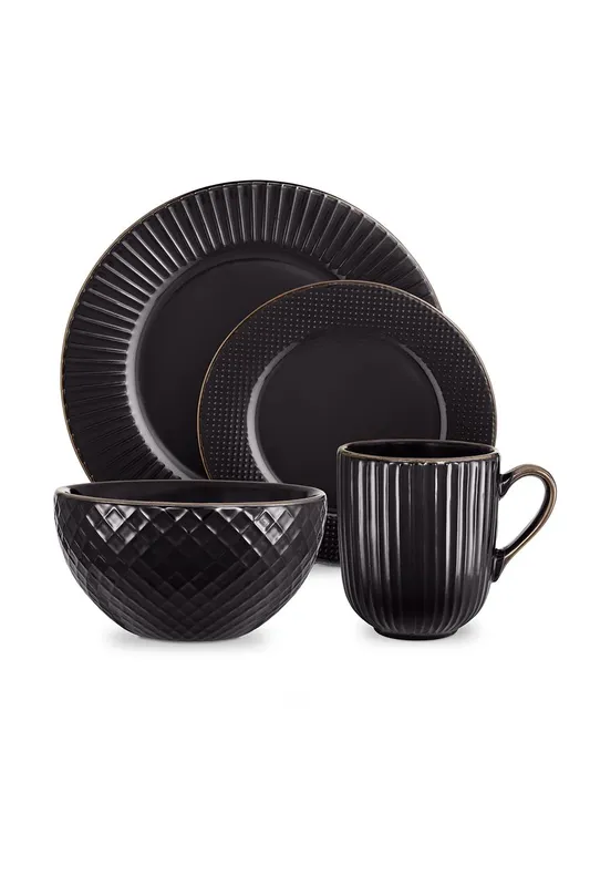 Tower Empire 16 Piece Dinnerware Set Black