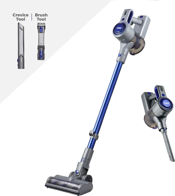 Tower VL30 Plus 22.2V Cordless Vac Cordless Vacuum Cleaner with up to 35 Minutes Run Time - Blue / Grey - T513003, Blue
