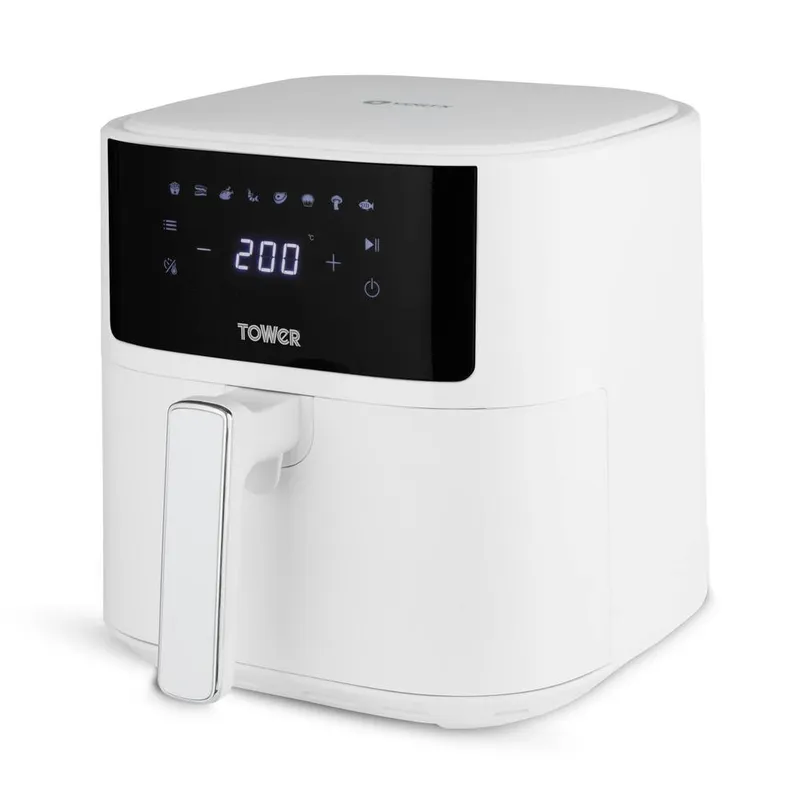 Tower Vortx Air Fryer with Digital Control Panel, 8 Pre-Set Cooking Functions, 1700W, 6L, White Size: A - White
