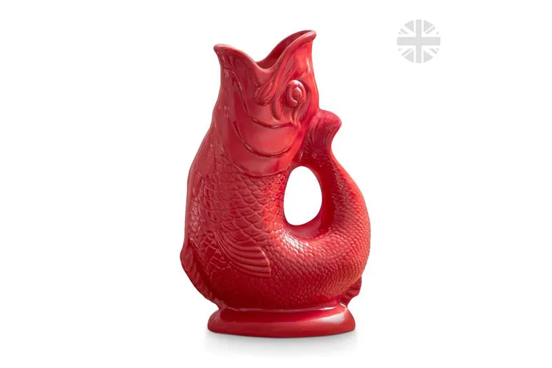 Wade Fish Earthenware 0.6 Litre Gluggle Jug - Red
