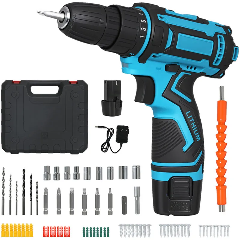 Traderight Cordless Drill Combi Driver Electric Screwdriver Set 2.0Ah Battery