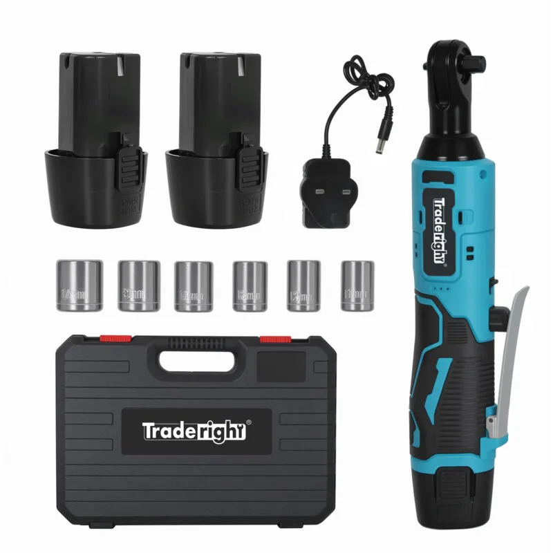 Traderight Electric Cordless Right Ratchet 3/8" 90 Angle Wrench Power 2 Battery