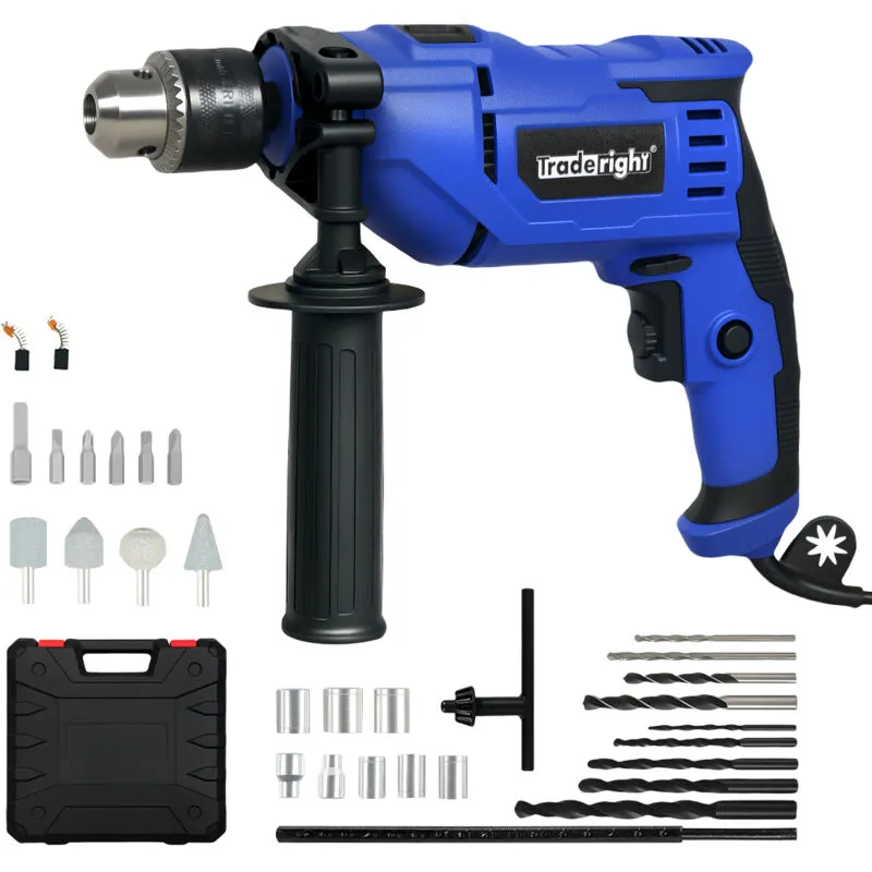 Traderight Electric Hammer Drill 13mm Chuck Powerful Variable Speed Corded Diy