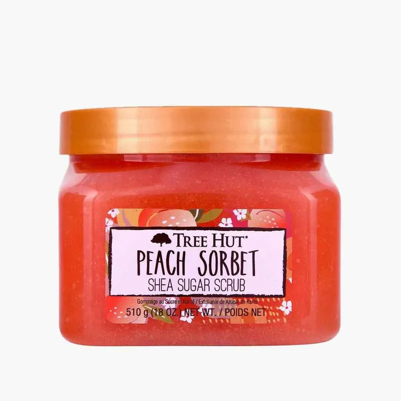 Tree Hut Peach Sorbet Shea Sugar Scrub in Orange Orange