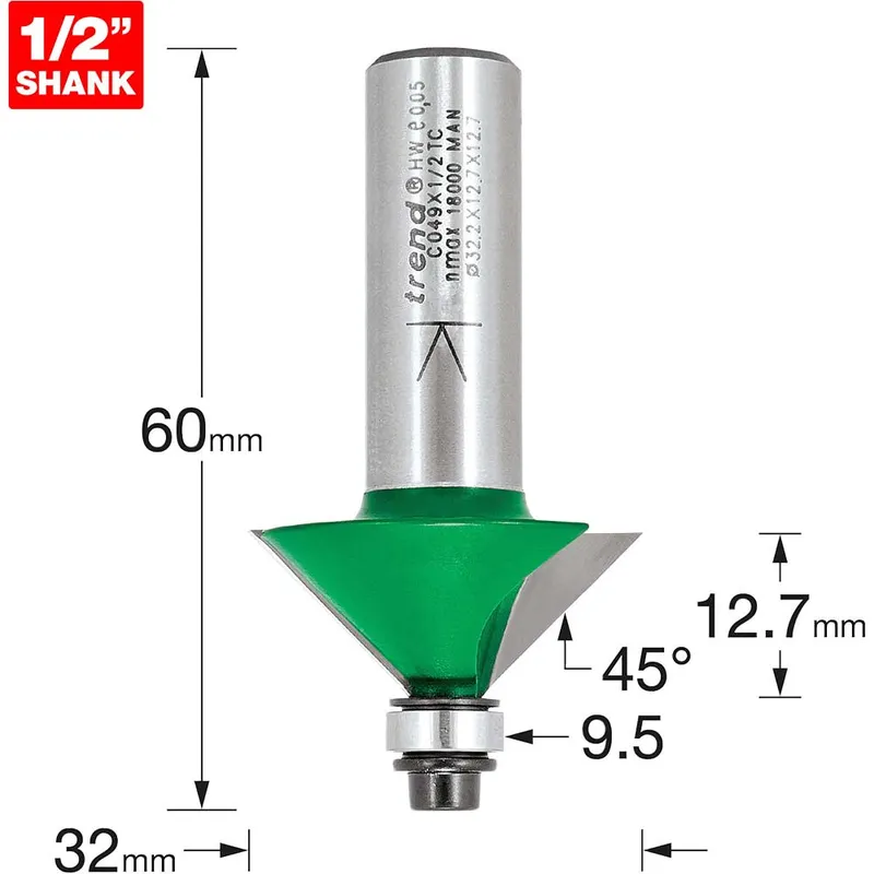 Trend C049X1/2TC 45° Self Guided Chamfer