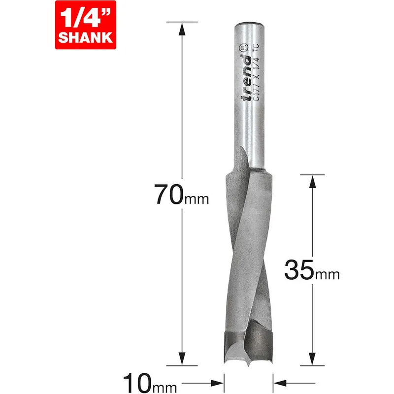 Trend Craftpro Router Dowel Drill 10mm 35mm 1/4"