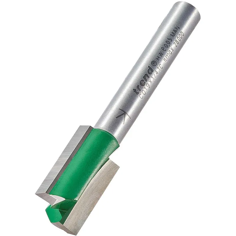 Trend Craftpro Two Flute Straight Router Cutter 12mm 19.1mm 1/4"