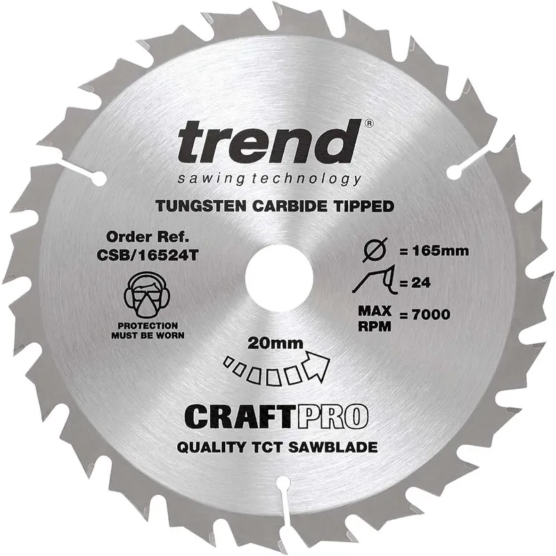 Trend Craftpro Wood Cutting Cordless Saw Blade 165mm 24T 20mm