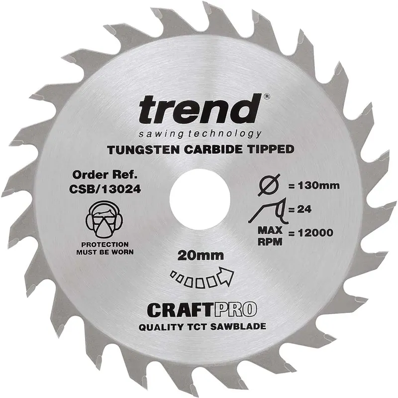 Trend Craftpro Wood Cutting Saw Blade 130mm 24T 20mm