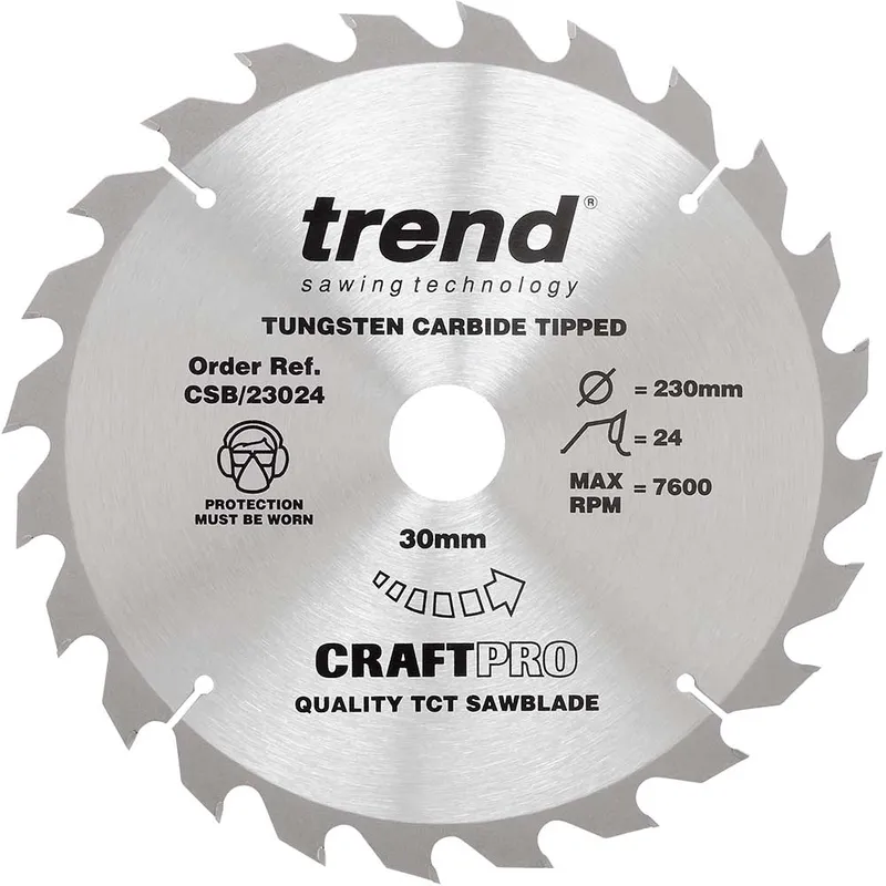 Trend Craftpro Wood Cutting Saw Blade 230mm 24T 30mm