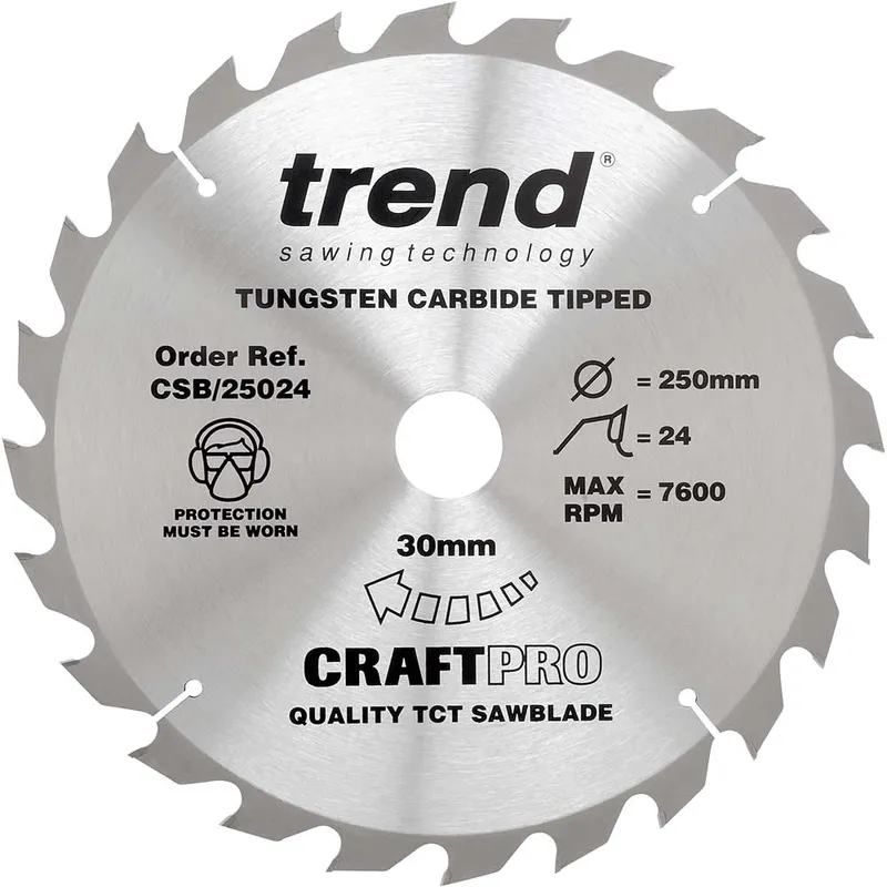 Trend Craftpro Wood Cutting Saw Blade 250mm 24T 30mm