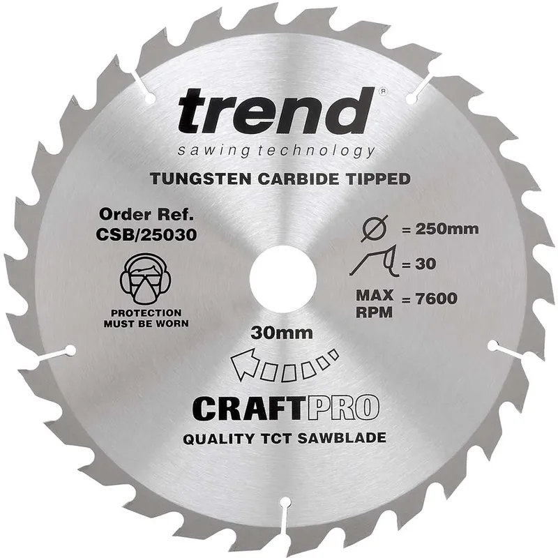 Trend Craftpro Wood Cutting Saw Blade 250mm 30T 30mm