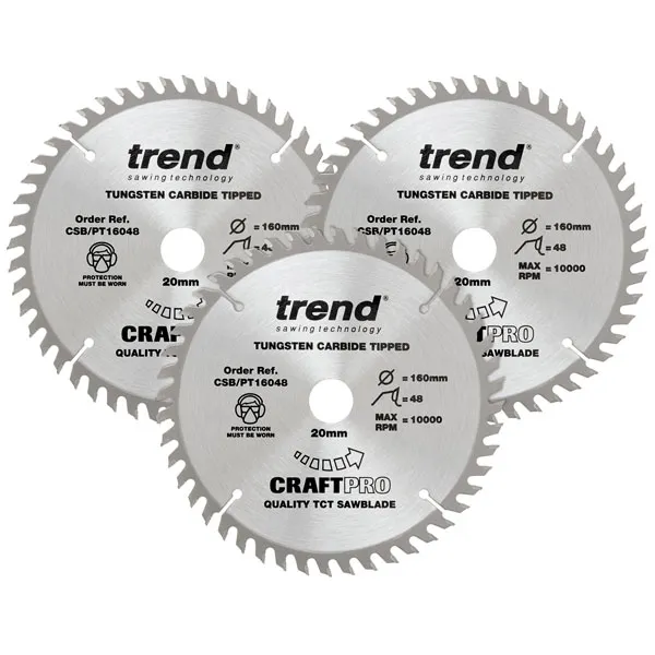 Trend - CraftPro Panel Trim Saw Blade 165 x 20mm x 48T (Pack 3)