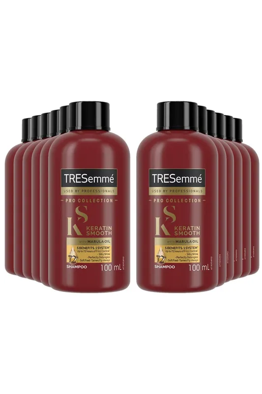 Tresemme Keratin Smooth 'Shampoo' with Marula Oil for Frizzy Hair 12 Pack of 100ml in Red - Red