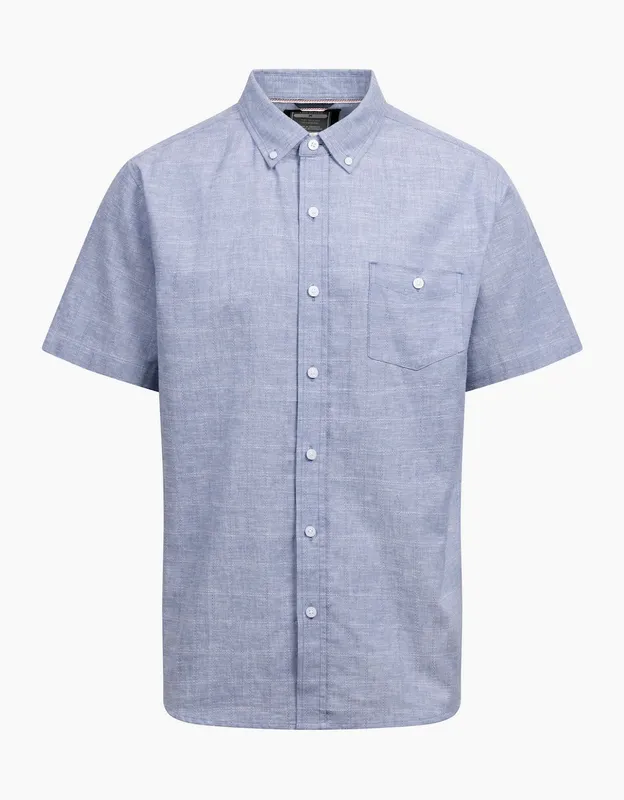 Men's Trespass Mens Lenard Short-Sleeved Shirt - Blue - Size: 38/Regular