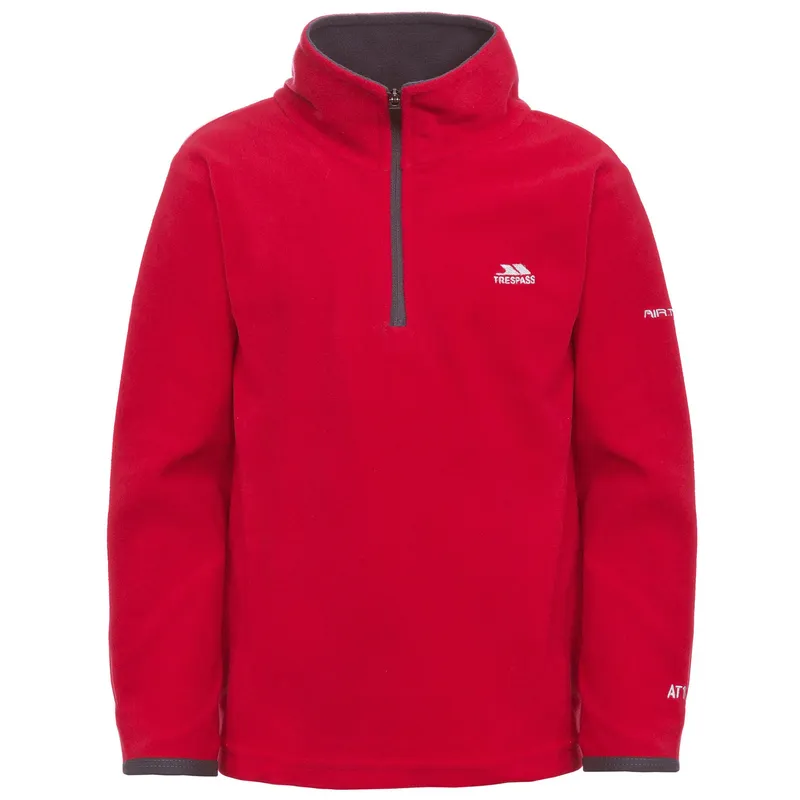 Trespass Boy's Etto Half Zip Fleece Top in Red Size: 11-12 Years Red 11-12 Years