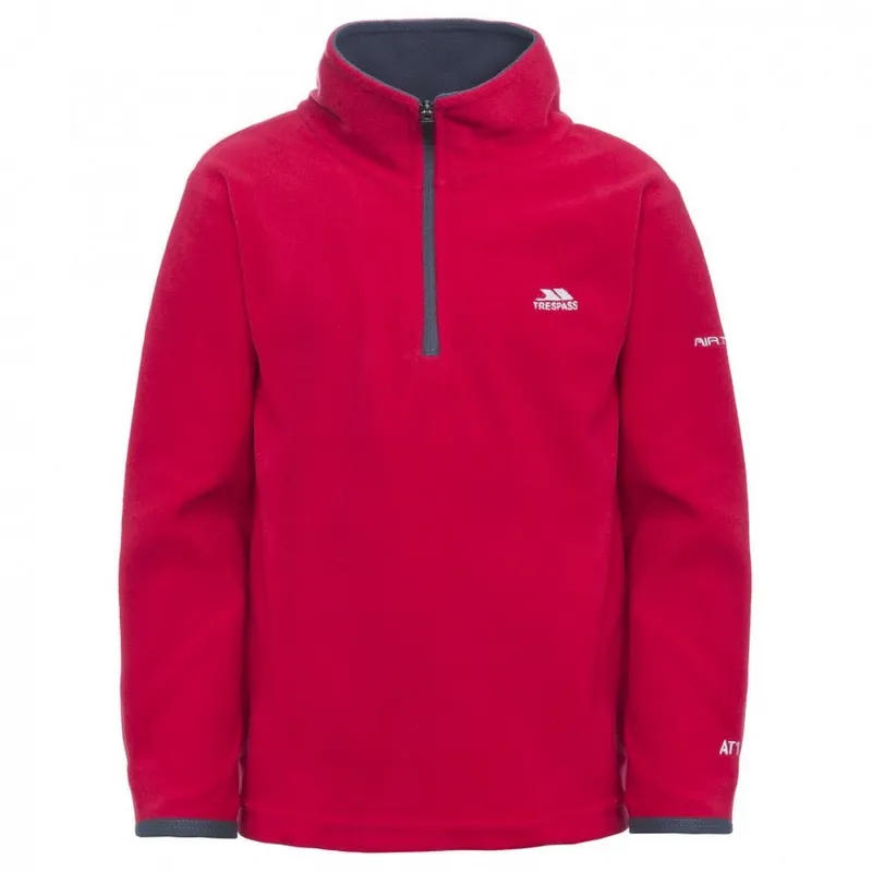 Trespass Childrens Boys Etto Half Zip Fleece Top - Red - Size 7-8y