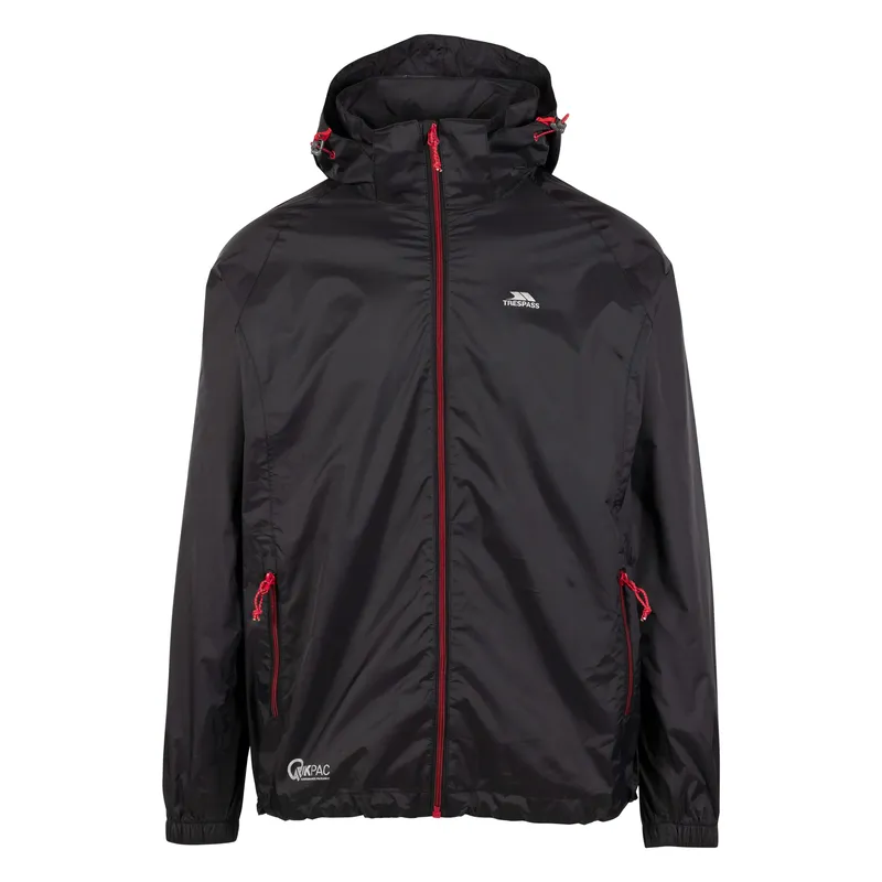 Trespass Qikpac X Unisex Packaway Jacket (Black/red) - Size Medium
