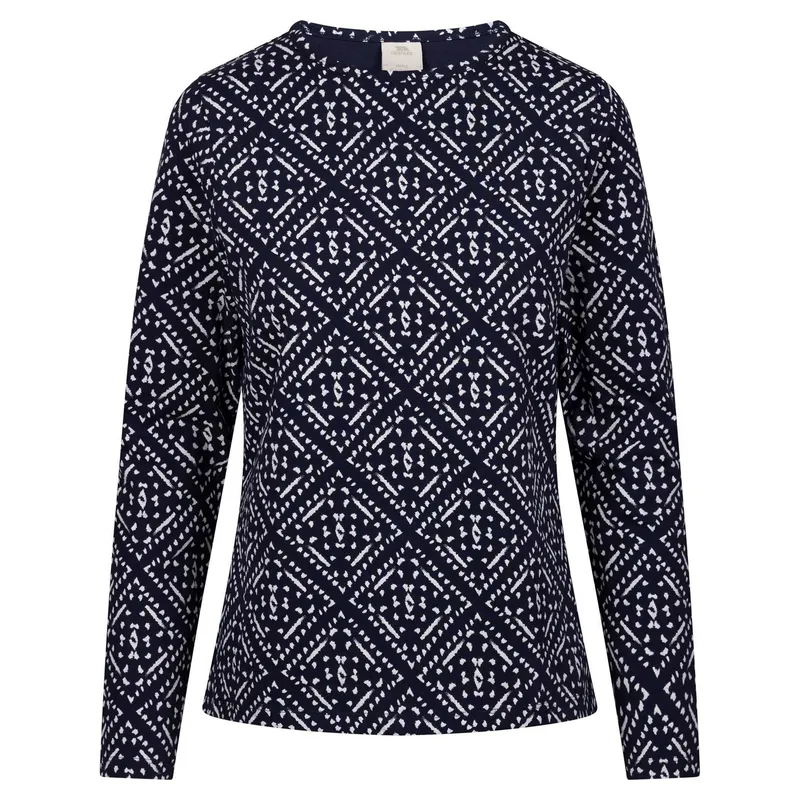 Trespass Women's Daniela Patterned Long-Sleeved Top in Navy Size: XS Navy XS