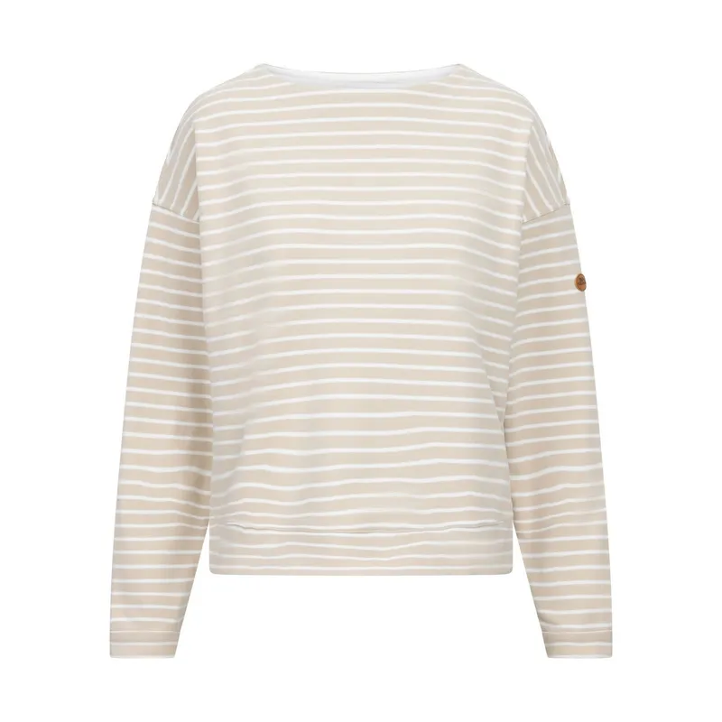 Trespass Women's Soothing Striped Marl Top in Light Stone Size: Small Light Stone S