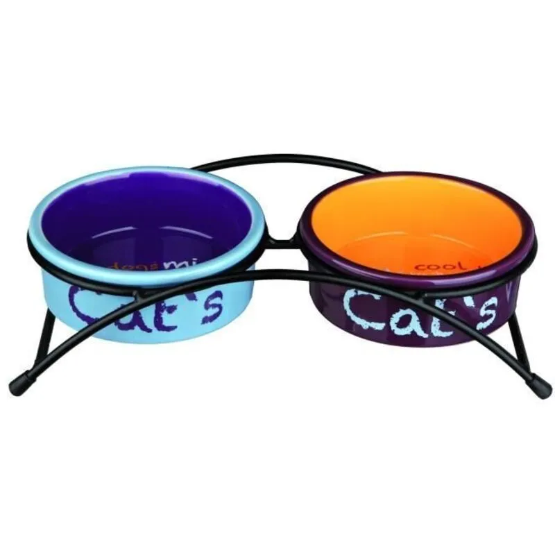 Ceramic dog bowl set - Trixie - Eat-on-Feet - Blue - Small - Indoor