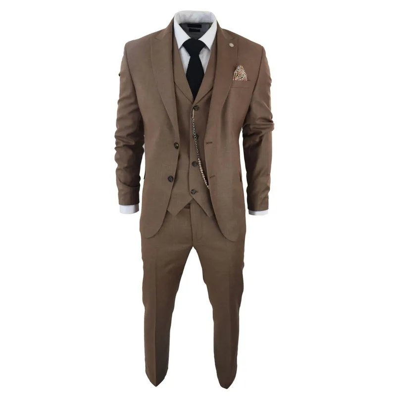 Truclothing Mens Classic 3-Piece Plain Brown Suit - Size 36 (Chest)