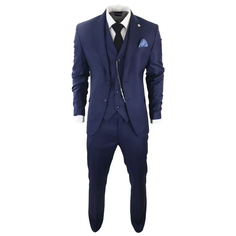 Truclothing Mens Classic 3-Piece Plain Navy Suit - Size 38 (Chest)