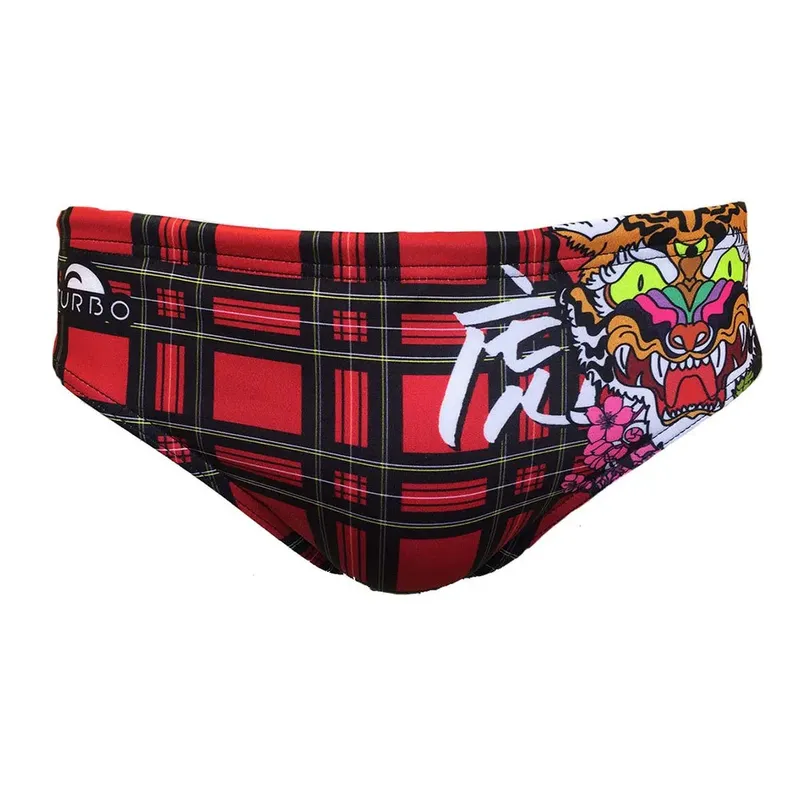 Turbo Tartan Tiger Swimming Brief Red M Men