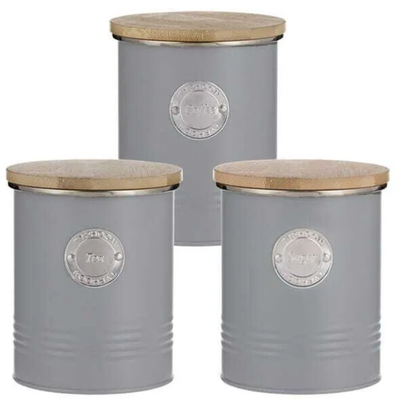 Typhoon - Living 3 Piece Storage Set Tea, Coffee & Sugar Grey