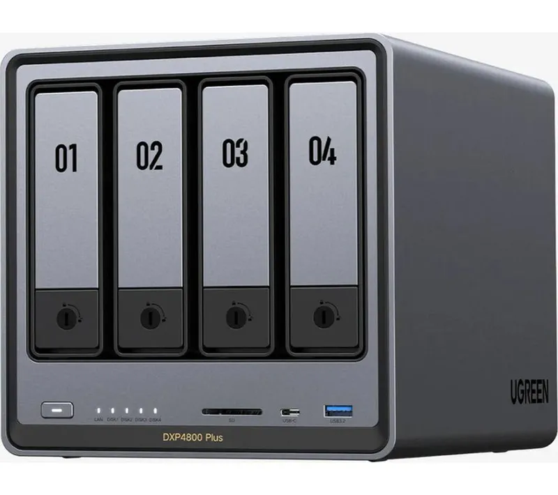 Ugreen NASync DXP4800 Plus Nas Enclosure - 4 Bay, Black & Grey, Silver/Grey,Black