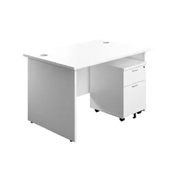 Unbranded 1200X800 Panel Rectangular Desk White + 2 Drawer Ped