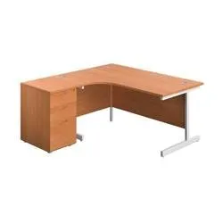 Unbranded 1600X1200 Single Left Hand Radial Desk Beech-White
