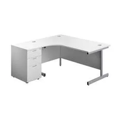 Unbranded 1600X1200 Single Left Hand Radial Desk White-Silver
